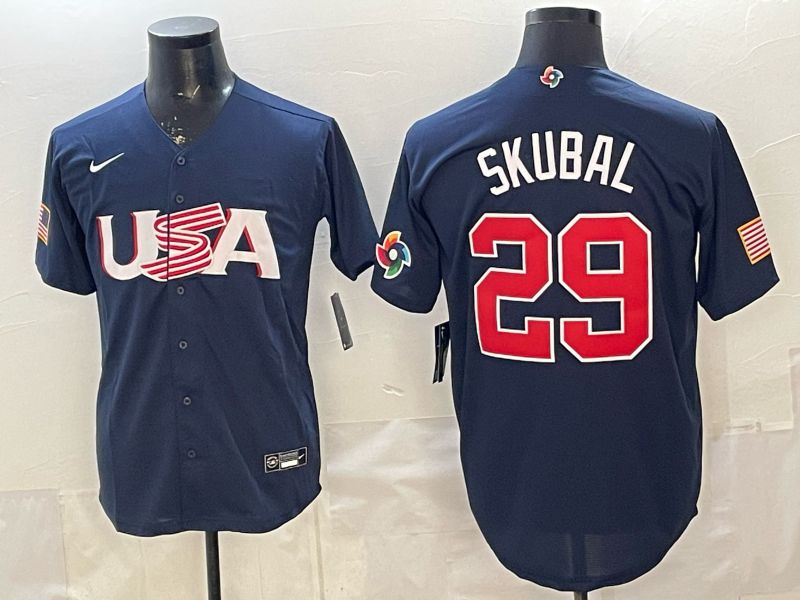 Men 2026 World Cub USA #29 Skubal Blue Nike MLB Jersey style 007